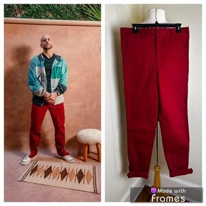 NWOT! $139 Fields Outfitting Pants Mens 32 Red Cotton Stretch Flat SOLD OUT